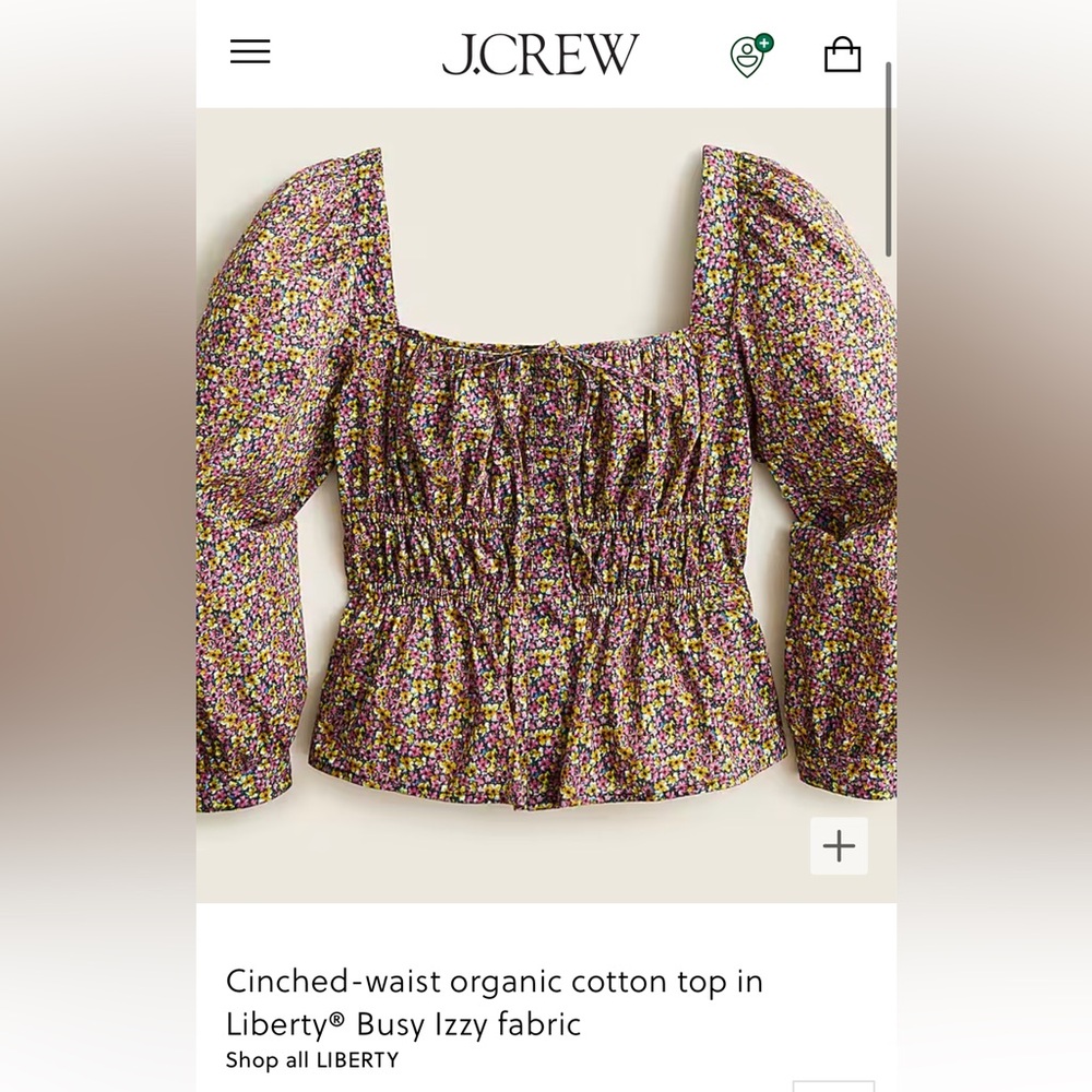 J Crew Cinched-waist organic cotton top in Liberty® Busy Izzy fabric 14